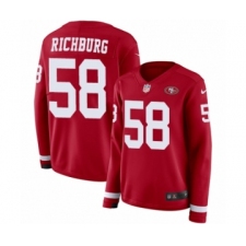 Women's Nike San Francisco 49ers #58 Weston Richburg Limited Red Therma Long Sleeve NFL Jersey