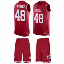 Men's Nike San Francisco 49ers #48 Fred Warner Limited Red Tank Top Suit NFL Jersey