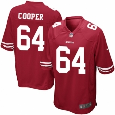 Men's Nike San Francisco 49ers #64 Jonathan Cooper Game Red Team Color NFL Jersey