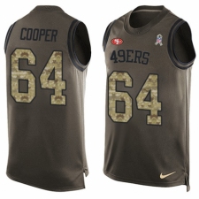 Men's Nike San Francisco 49ers #64 Jonathan Cooper Limited Green Salute to Service Tank Top NFL Jersey