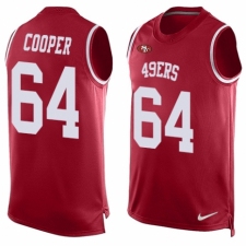 Men's Nike San Francisco 49ers #64 Jonathan Cooper Limited Red Player Name & Number Tank Top NFL Jersey
