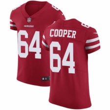 Men's Nike San Francisco 49ers #64 Jonathan Cooper Red Team Color Vapor Untouchable Elite Player NFL Jersey