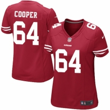 Women's Nike San Francisco 49ers #64 Jonathan Cooper Game Red Team Color NFL Jersey