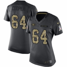 Women's Nike San Francisco 49ers #64 Jonathan Cooper Limited Black 2016 Salute to Service NFL Jersey