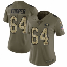 Women's Nike San Francisco 49ers #64 Jonathan Cooper Limited Olive/Camo 2017 Salute to Service NFL Jersey