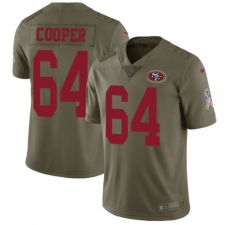 Youth Nike San Francisco 49ers #64 Jonathan Cooper Limited Olive 2017 Salute to Service NFL Jersey