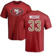 NFL Nike San Francisco 49ers #33 Tarvarius Moore Red Name & Number Logo T-Shirt