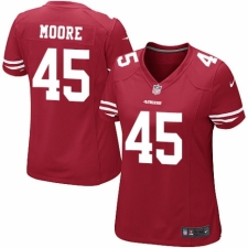 Women's Nike San Francisco 49ers #45 Tarvarius Moore Game Red Team Color NFL Jersey