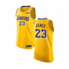 Men's Los Angeles Lakers #23 LeBron James Authentic Gold Basketball Jerseys - Icon Editionon