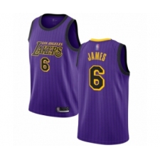 Men's Los Angeles Lakers #6 LeBron James Authentic Purple Basketball Jersey - City Edition