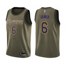 Men's Los Angeles Lakers #6 LeBron James Swingman Green Salute to Service Basketball Jersey