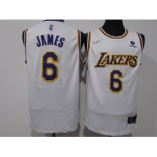 Men's Los Angeles Lakers #6 LeBron James White Jersey