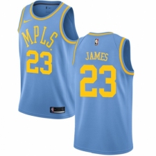 Men's Nike Los Angeles Lakers #23 LeBron James Authentic Blue Hardwood Classics NBA Jersey