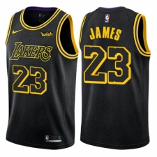 Men's Nike Los Angeles Lakers #23 LeBron James Swingman Black City Edition NBA Jersey
