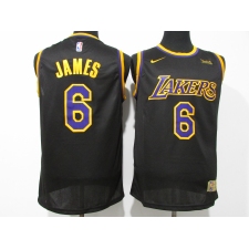 Men's Nike Los Angeles Lakers #6 LeBron James Black Basketball Swingman Association Edition Jersey