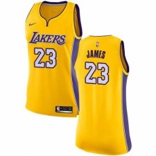 Women's Nike Los Angeles Lakers #23 LeBron James Authentic Gold NBA Jersey - Icon Edition