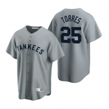 Men's Nike New York Yankees #25 Gleyber Torres Gray Cooperstown Collection Road Stitched Baseball Jersey