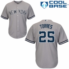 Youth Majestic New York Yankees #25 Gleyber Torres Authentic Grey Road MLB Jersey
