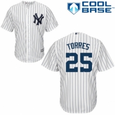 Youth Majestic New York Yankees #25 Gleyber Torres Authentic White Home MLB Jersey