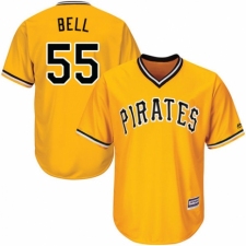 Men's Majestic Pittsburgh Pirates #55 Josh Bell Replica Gold Alternate Cool Base MLB Jersey
