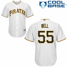 Youth Majestic Pittsburgh Pirates #55 Josh Bell Authentic White Home Cool Base MLB Jersey