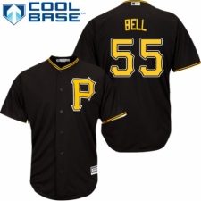 Youth Majestic Pittsburgh Pirates #55 Josh Bell Replica Black Alternate Cool Base MLB Jersey