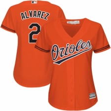 Women's Majestic Baltimore Orioles #2 Pedro Alvarez Replica Orange Alternate Cool Base MLB Jersey