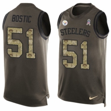Men's Nike Pittsburgh Steelers #51 Jon Bostic Limited Green Salute to Service Tank Top NFL Jersey