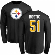Nike Pittsburgh Steelers #51 Jon Bostic Black Name & Number Logo Long Sleeve T-Shirt