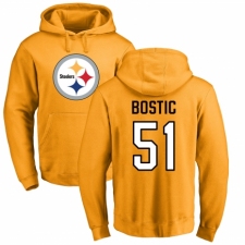 Nike Pittsburgh Steelers #51 Jon Bostic Gold Name & Number Logo Pullover Hoodie