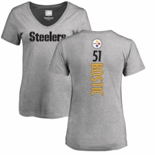 Women's Nike Pittsburgh Steelers #51 Jon Bostic Ash Backer V-Neck T-Shirt
