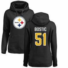 Women's Nike Pittsburgh Steelers #51 Jon Bostic Black Name & Number Logo Pullover Hoodie