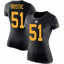 Women's Nike Pittsburgh Steelers #51 Jon Bostic Black Rush Pride Name & Number T-Shirt