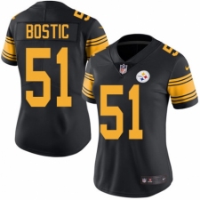 Women's Nike Pittsburgh Steelers #51 Jon Bostic Limited Black Rush Vapor Untouchable NFL Jersey