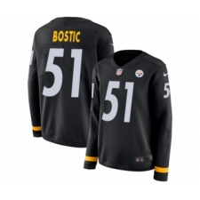 Women's Nike Pittsburgh Steelers #51 Jon Bostic Limited Black Therma Long Sleeve NFL Jersey