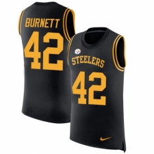 Men's Nike Pittsburgh Steelers #42 Morgan Burnett Black Rush Player Name & Number Tank Top NFL Jersey