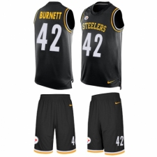 Men's Nike Pittsburgh Steelers #42 Morgan Burnett Limited Black Tank Top Suit NFL Jersey