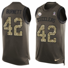 Men's Nike Pittsburgh Steelers #42 Morgan Burnett Limited Green Salute to Service Tank Top NFL Jersey