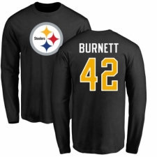 Nike Pittsburgh Steelers #42 Morgan Burnett Black Name & Number Logo Long Sleeve T-Shirt