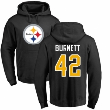 Nike Pittsburgh Steelers #42 Morgan Burnett Black Name & Number Logo Pullover Hoodie