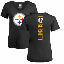 Women's Nike Pittsburgh Steelers #42 Morgan Burnett Black Backer Slim Fit T-Shirt