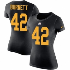 Women's Nike Pittsburgh Steelers #42 Morgan Burnett Black Rush Pride Name & Number T-Shirt