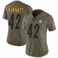 Women's Nike Pittsburgh Steelers #42 Morgan Burnett Limited Olive 2017 Salute to Service NFL Jersey