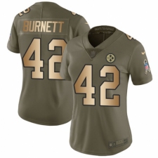 Women's Nike Pittsburgh Steelers #42 Morgan Burnett Limited Olive/Gold 2017 Salute to Service NFL Jersey