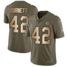 Youth Nike Pittsburgh Steelers #42 Morgan Burnett Limited Olive/Gold 2017 Salute to Service NFL Jersey