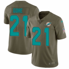 Men's Nike Miami Dolphins #21 Frank Gore Limited Olive 2017 Salute to Service NFL Jersey