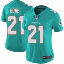 Women's Nike Miami Dolphins #21 Frank Gore Aqua Green Team Color Vapor Untouchable Limited Player NFL Jersey