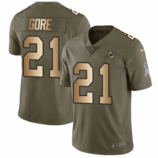 Youth Nike Miami Dolphins #21 Frank Gore Limited Olive/Gold 2017 Salute to Service NFL Jersey