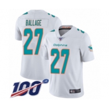 Men's Miami Dolphins #27 Kalen Ballage White Vapor Untouchable Limited Player 100th Season Football Jersey