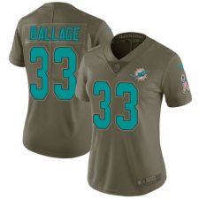 Women's Nike Miami Dolphins #33 Kalen Ballage Limited Olive 2017 Salute to Service NFL Jersey